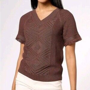 Canyon Retreat Short Sleeve Pullover Sweater Plus Sz 1X Preppy Boho Goblincore